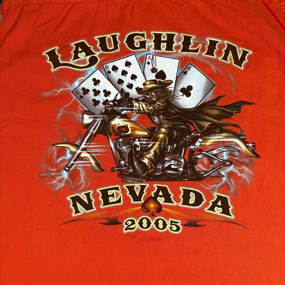 V Twin Motorcycle Apparel Orange 2005 Laughlin Nevada Sleeveless Shirt Sz 2XL - Picture 2 of 5